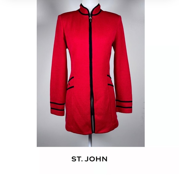 St. John Collection Jackets & Blazers - St John Santana Knit Red Blazer/Jacket Size 6